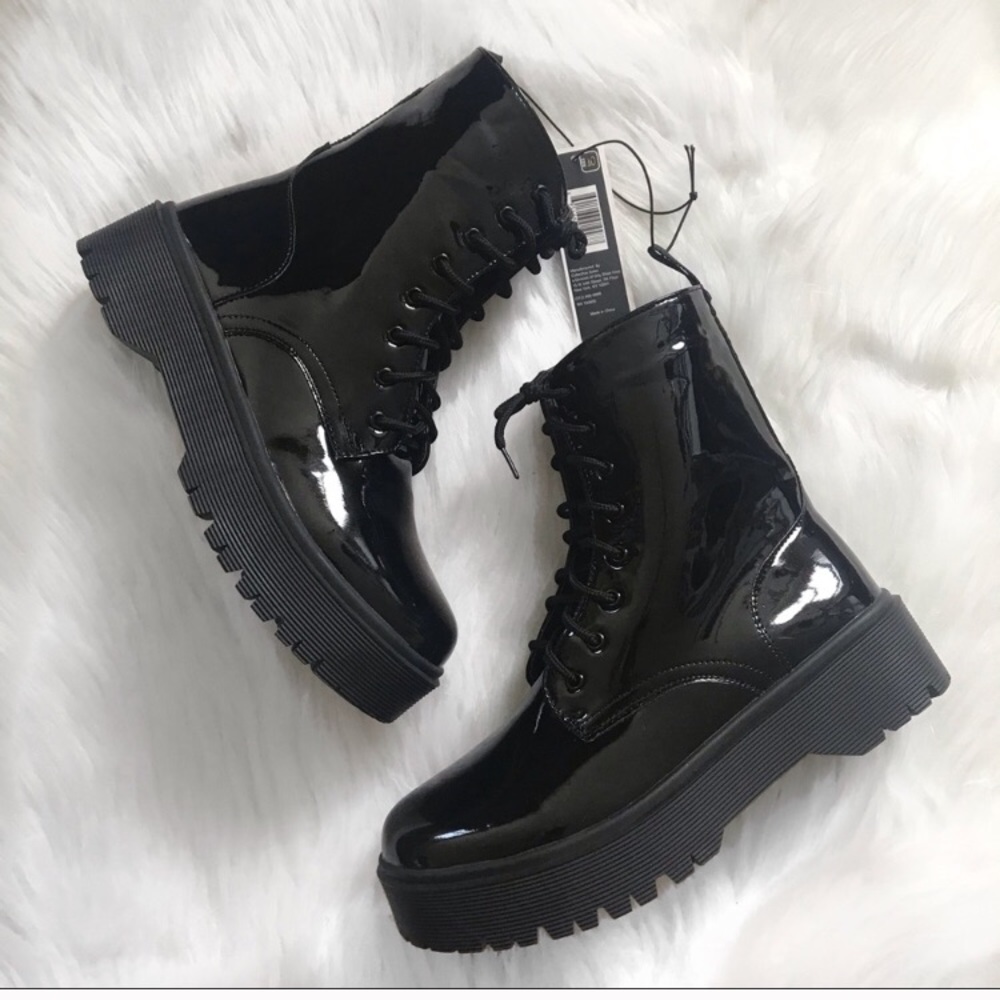 Charles Albert🖤 Black Combat Boot 🖤Black Patent